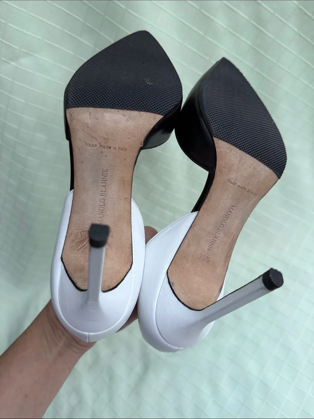 Manolo Blahnik Black and White Pointed D'Orsay Stiletto Pumps in the Box